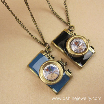 Rhinestone Camera Pendant Necklace Cheap Fashion Jewelry
